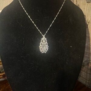 Vintage 1950-60’s Rhinestone Teardrop Pendant Necklace
